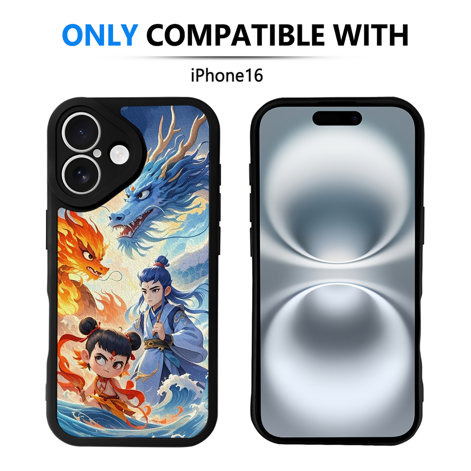 （画像用） Ne Zha 2 ナタ 魔童の大暴れ 【iPhone 16シリーズ対応】シリコンスマホケース（レザー調） 材質：シリコン